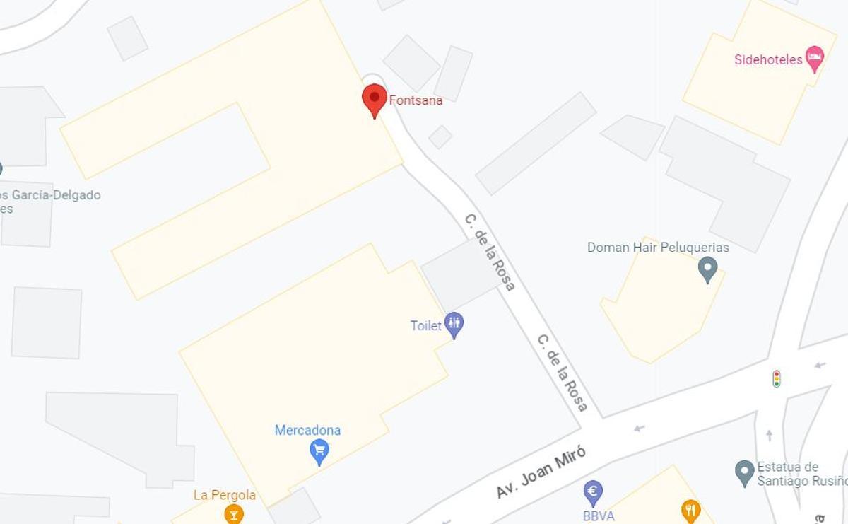 Mapa de la ubicación de la residencia detrás de Marcadona con la servidumbre de paso convertida en calle de acceso