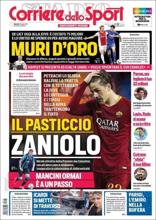 Portada CORRIERE DELLO SPORT martes 16 julio 2019