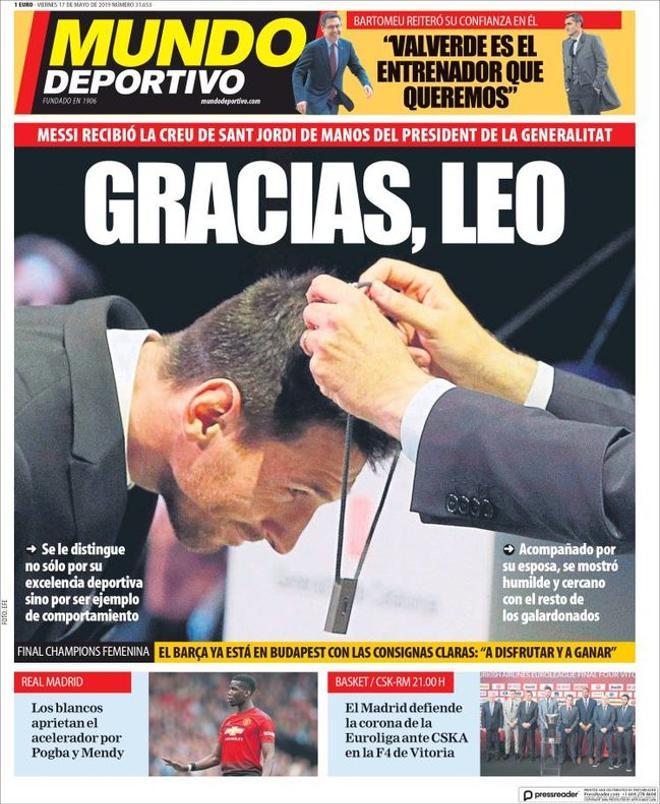 Portada El Mundo Deportivo del 17 de mayo de 2019