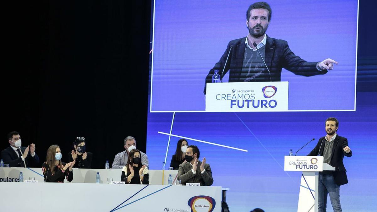 Pablo Casado, durante su intervención ayer en el congreso de León. | Campillo - Ical