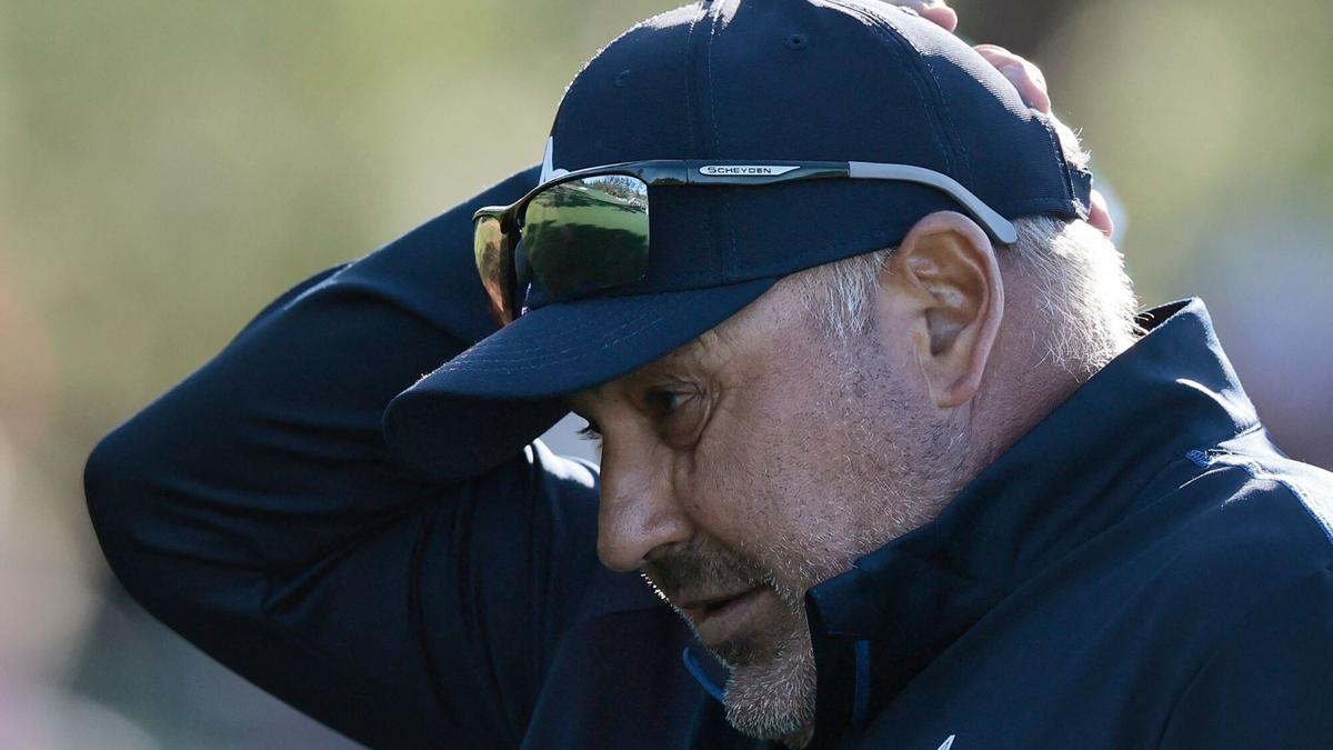 El argentino Ángel Cabrera, durante un entrenamiento en el campo de Augusta, el martes.