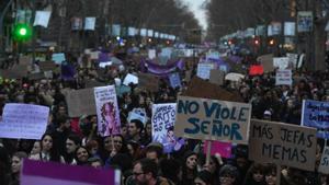 Manifestación por el 8-M en Barcelona, el pasado 2020