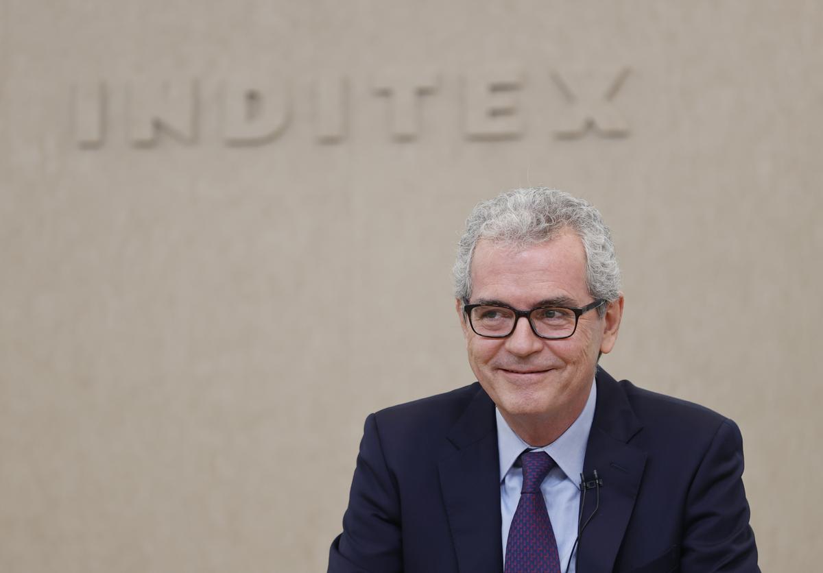 El presidente saliente de Inditex, Pablo Isla, durante la presentación de resultados. 