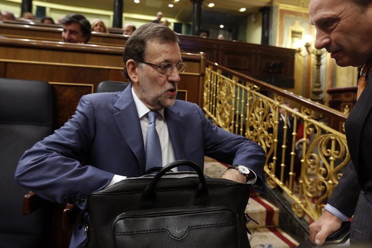 Mariano Rajoy, aquest dimecres, durant el ple del Congrés. Mariano Rajoy, aquest dimecres, durant el ple del Congrés.
