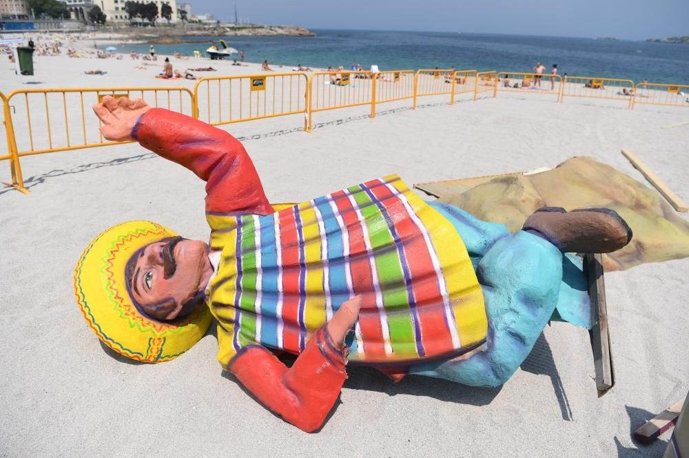 Montaje de la falla de San Juan en Riazor