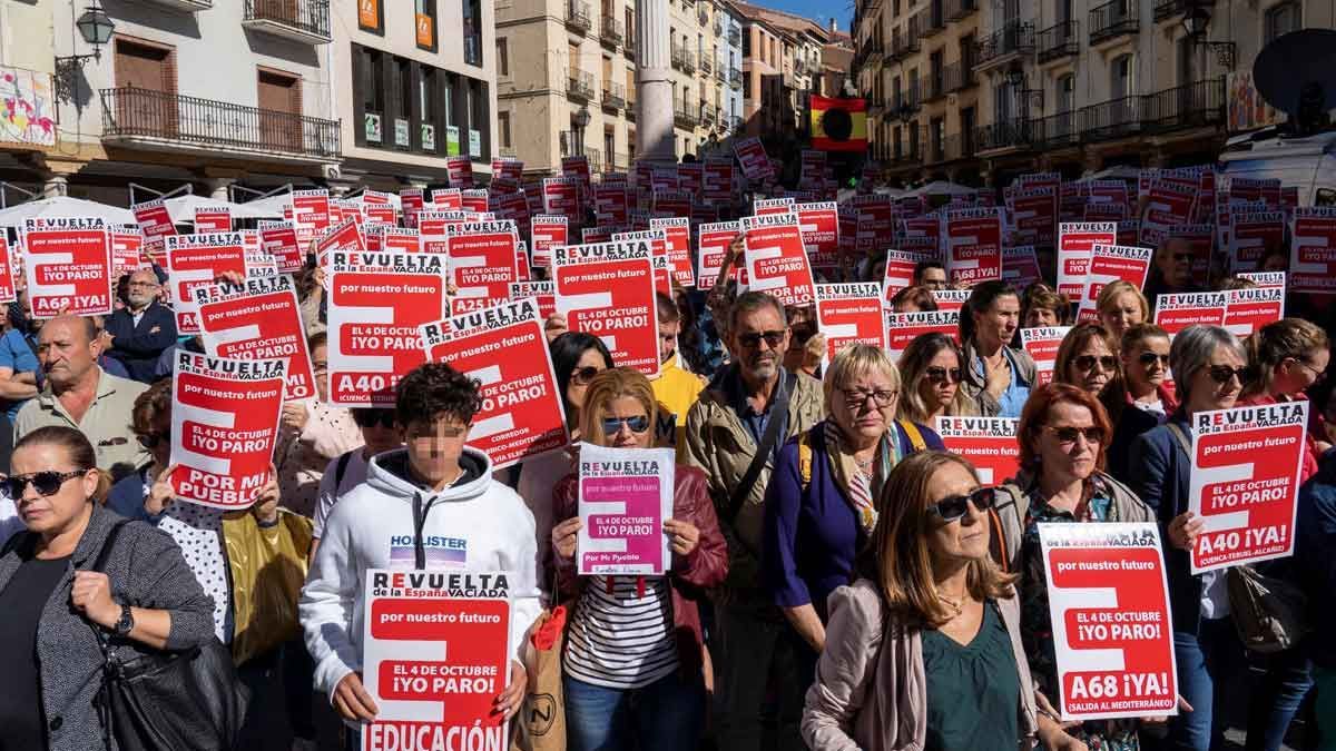 Manifestación convocada en varias localidades de la España Vaciada, en Teruel, en una imagen de archivo.