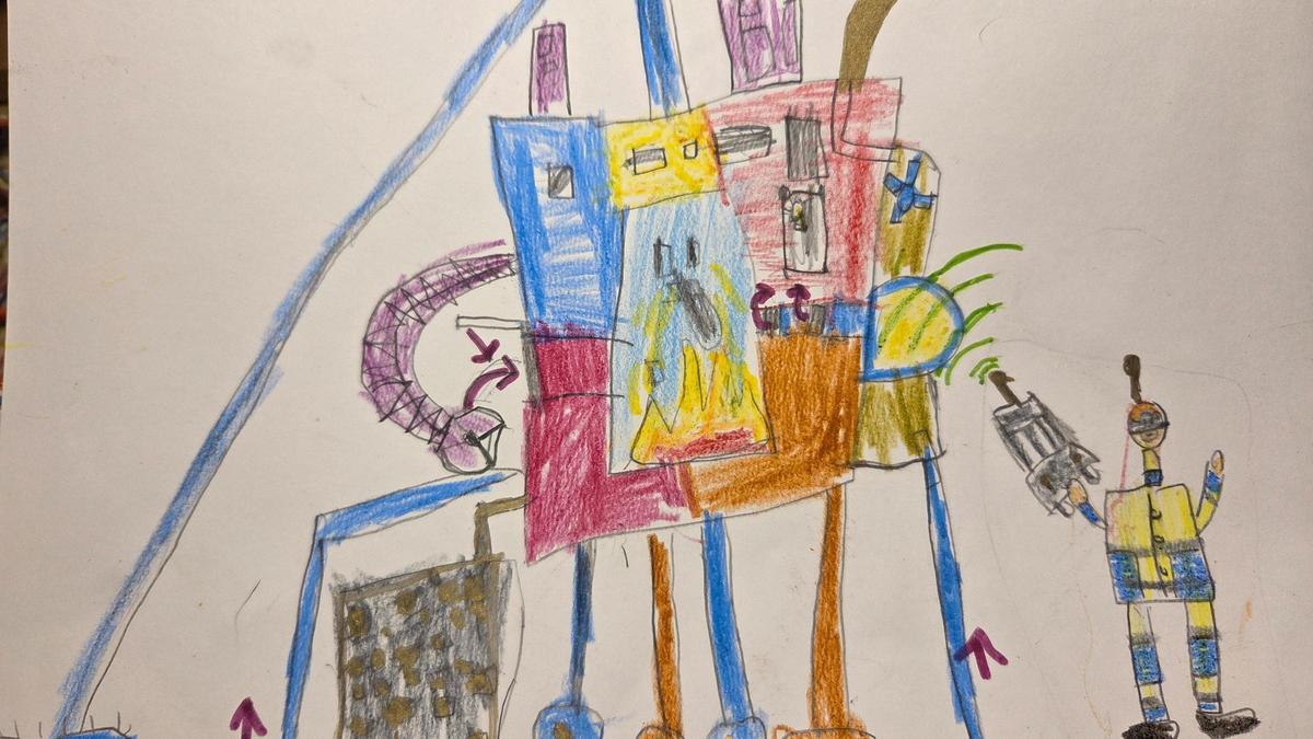 El dibujo ganador con el invento del artista Martín.