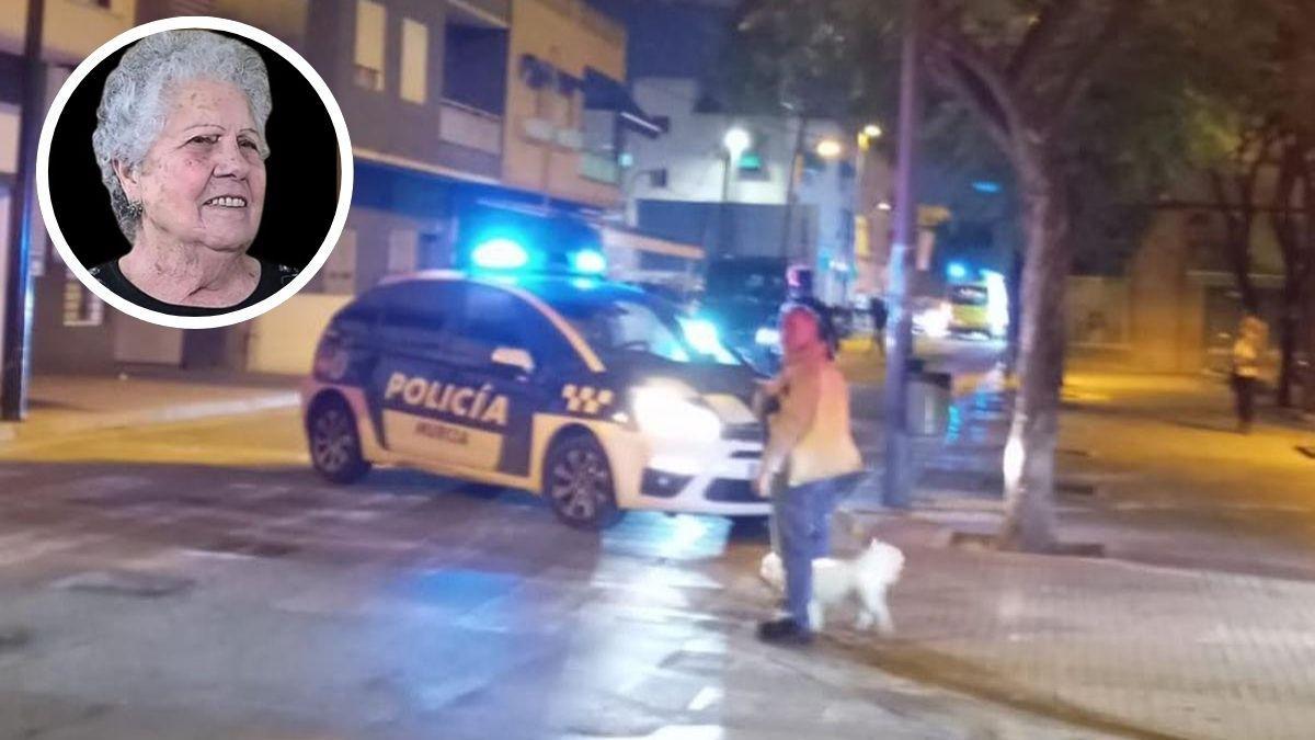 Agentes de la Policía Local y sanitarios en una ambulancia, el día de la agresión; en la foto pequeña, Carmelina.