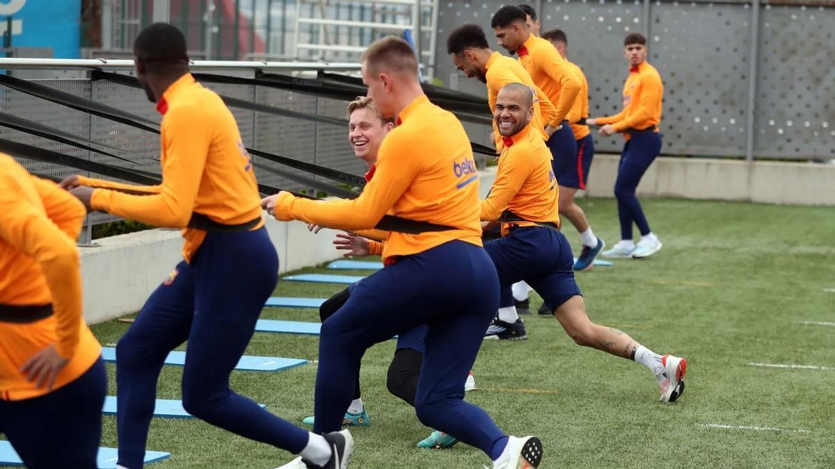 Alves, en un entrenamiento de esta semana en Sant Joan Despí.