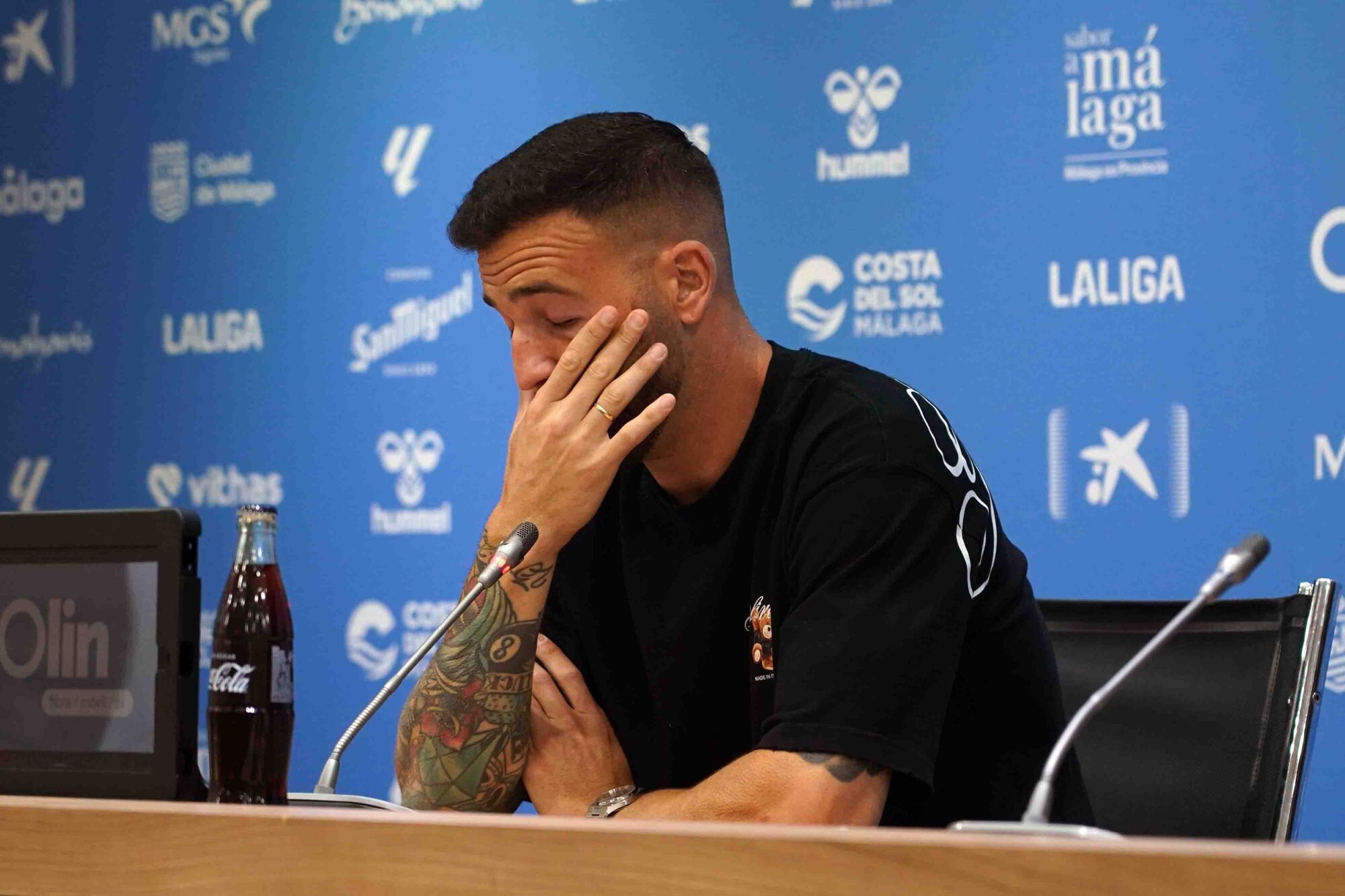 Despedida del jugador del Málaga CF, Dioni donde se ha despedido hoy en rueda de prensa