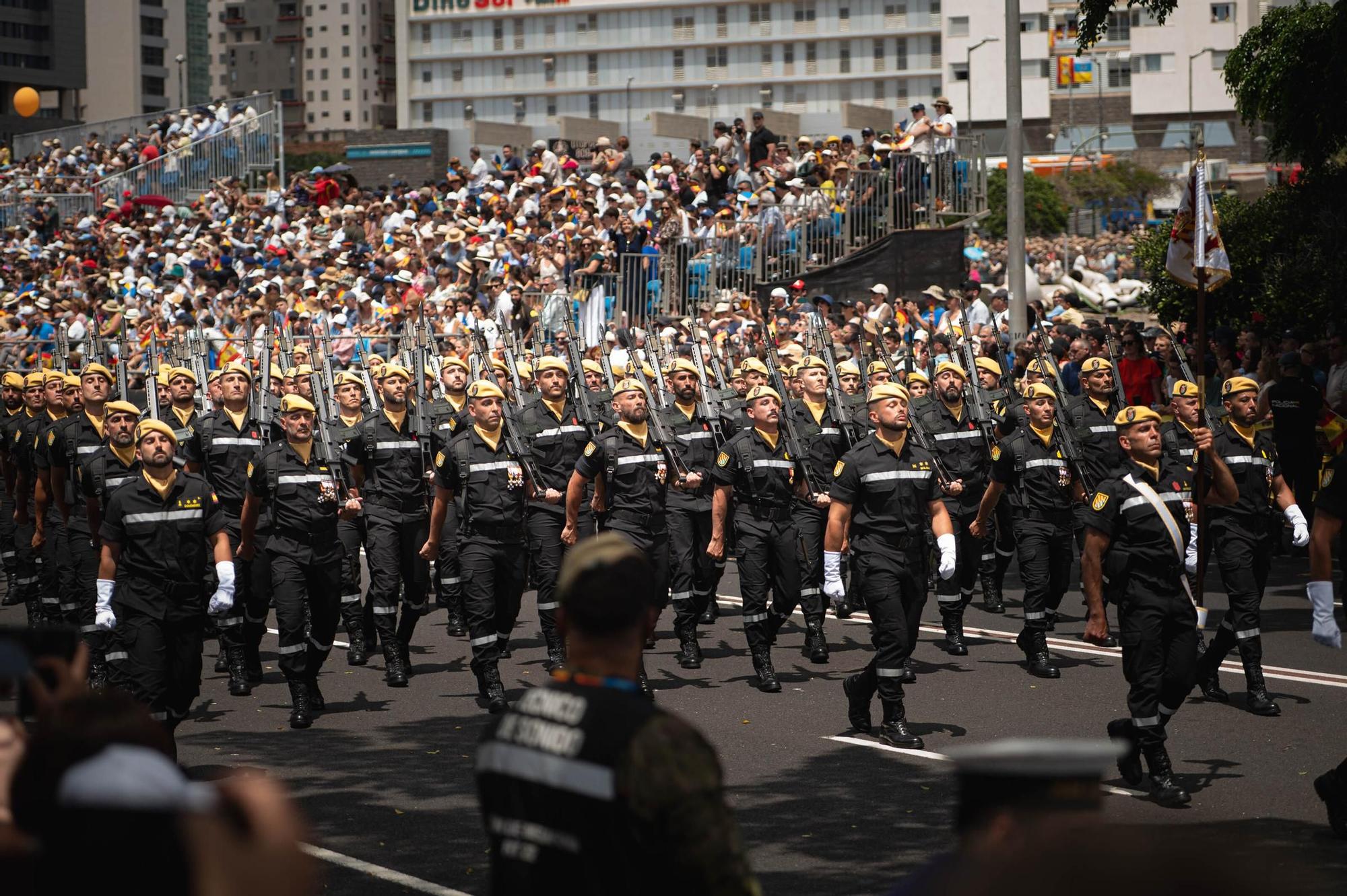 Las mejores imágenes del desfile militar de las Fuerzas Armadas en Tenerife con la presencia de Sus Majestades los Reyes