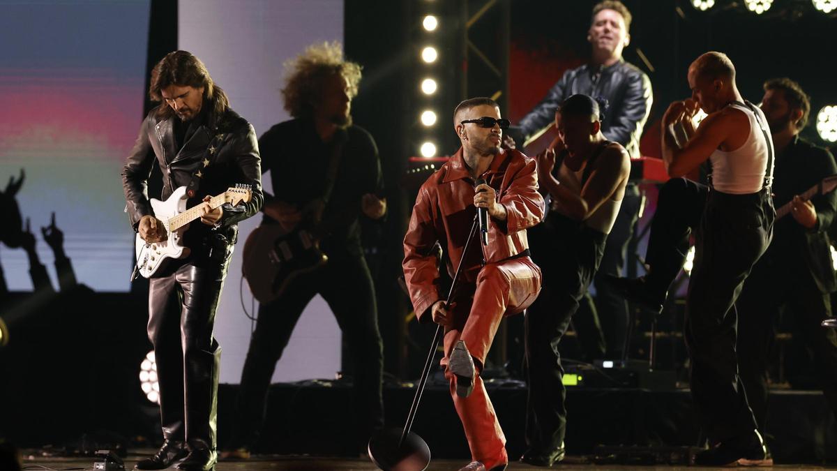 Rauw Alejandro, durante su actuación en los Grammy.