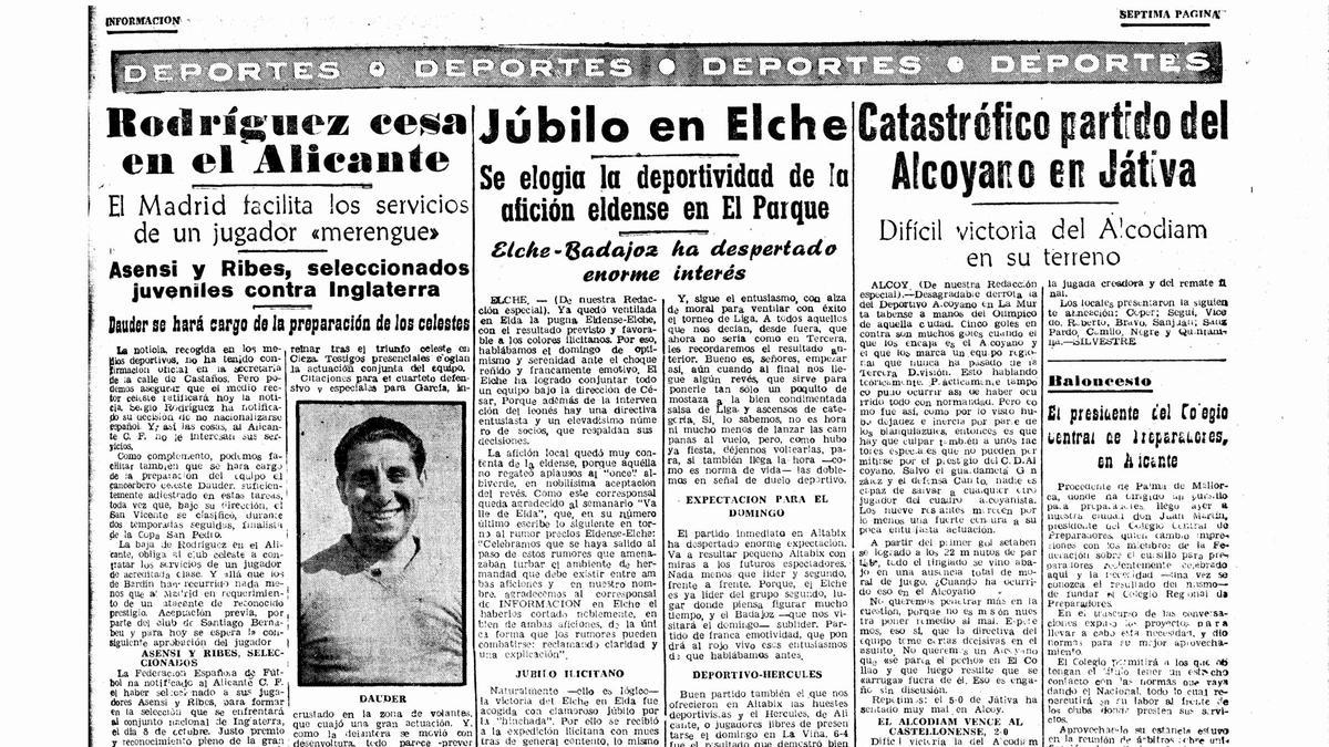 Página de INFORMACIÓN con la crónica del primer y único Eldense-Elche en Segunda División