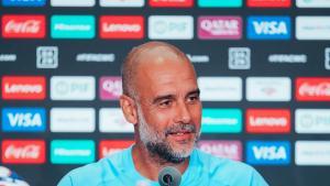 Pep Guardiola, en una rueda de prensa durante el Mundial de Clubes