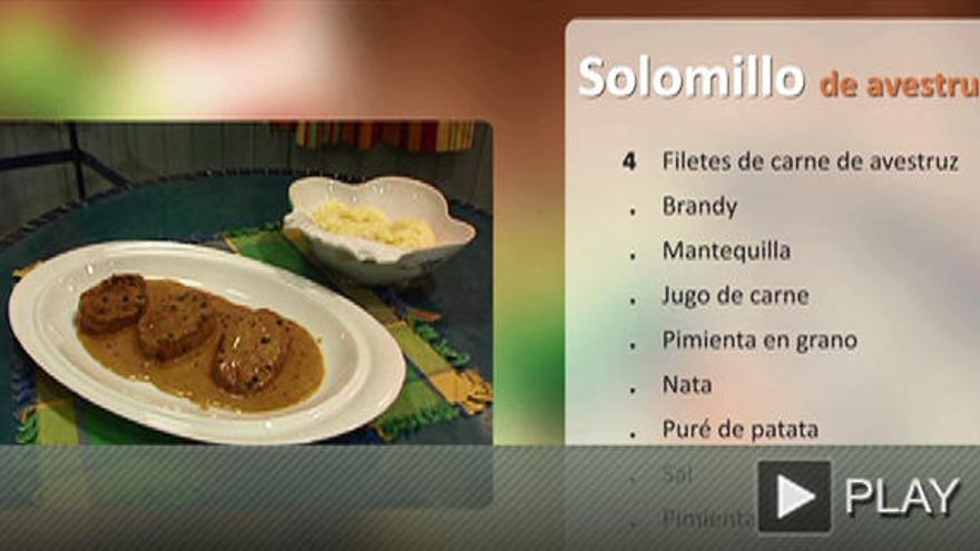 Solomillo de avestruz a la pimienta.