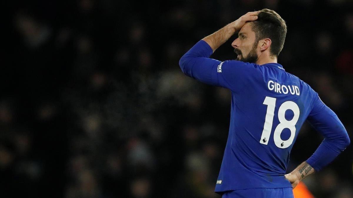 Giroud, con la camiseta del Chelsea.