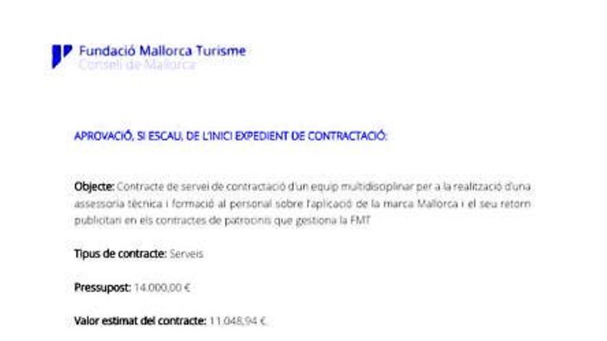 El Consell pagó 14.000 euros el 3 de agosto por un informe sobre la marca Visit Mallorca |  CONSELL