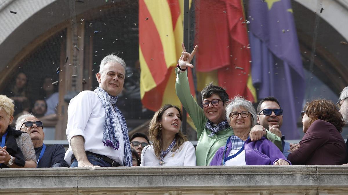 Irene Montero, en el balcón municipal