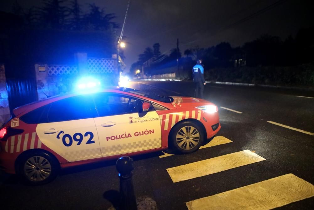 Control policial en Gijón a las carreras ilegales