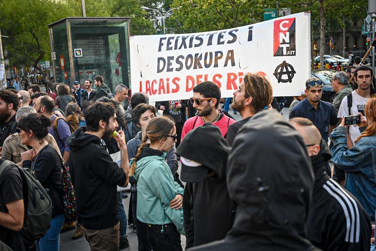 Manifestación antifascista de plaza Universitat