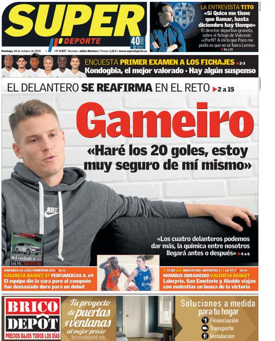 Portada SUPERDEPORTE domingo 14 de octubre de 2018