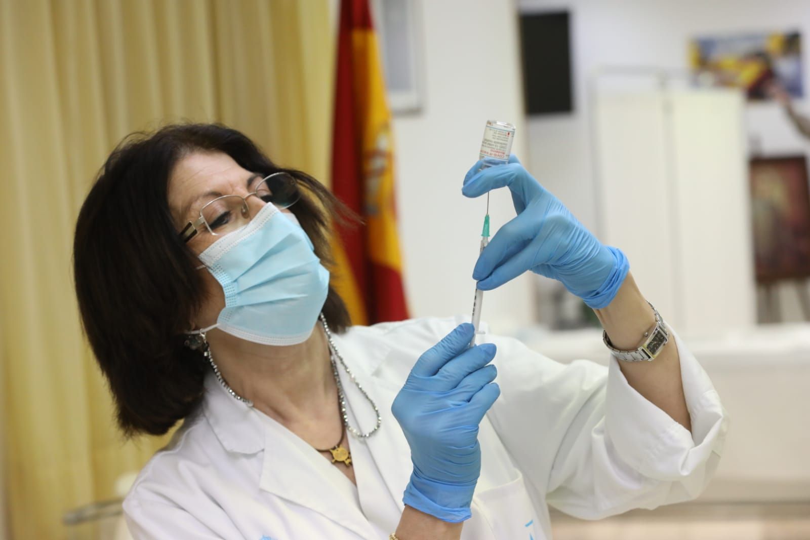 Vacunación en el Hospital Militar de Zaragoza