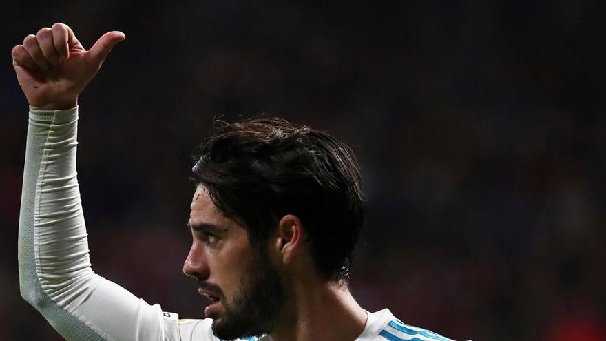 Isco celebra una acción en un  partido reciente del Real Madrid.