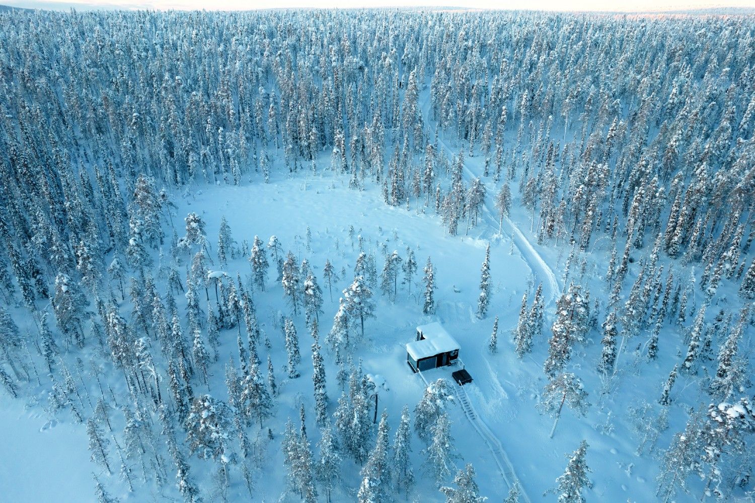 Vista aérea de la sauna del Arctic Skylight Lodge.