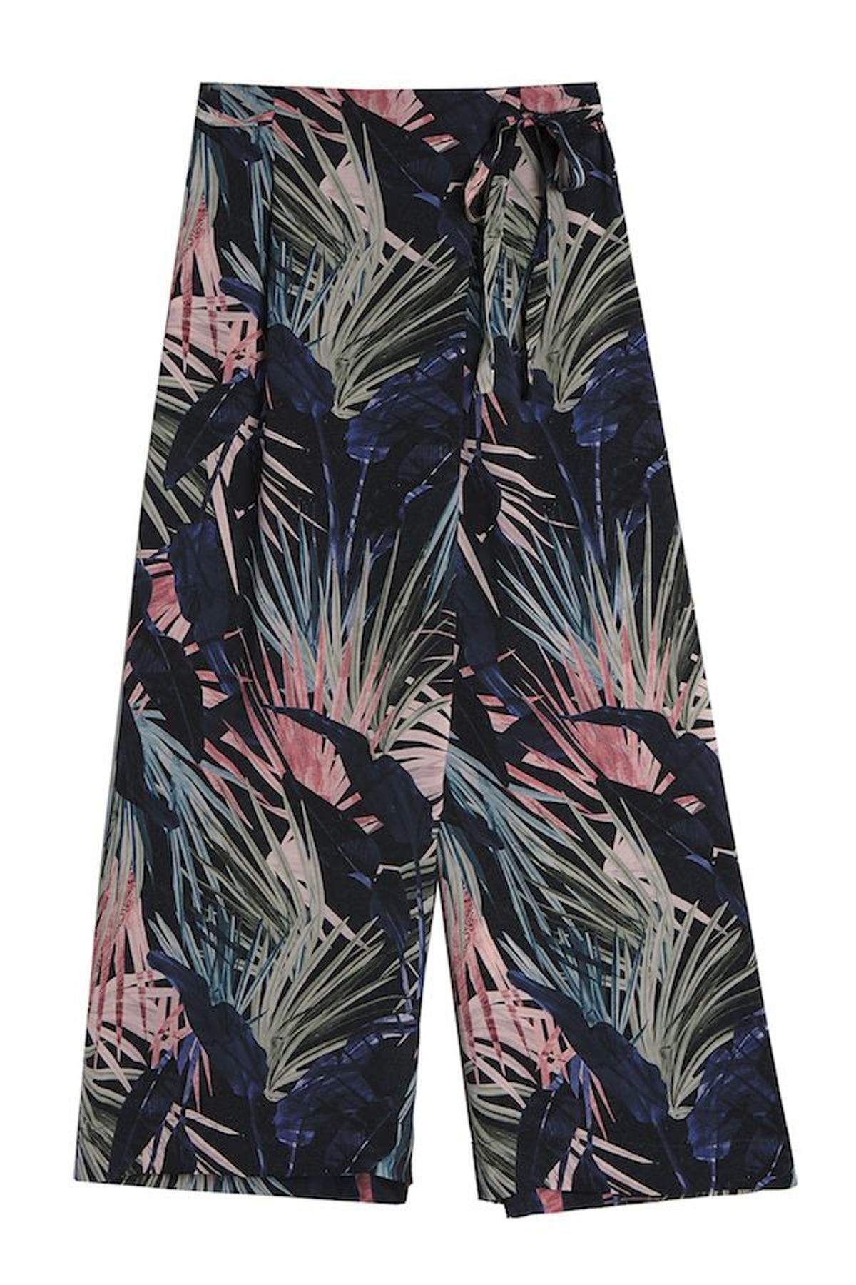 Estampado tropical: Pantalones lenceros tropicales, de Oysho