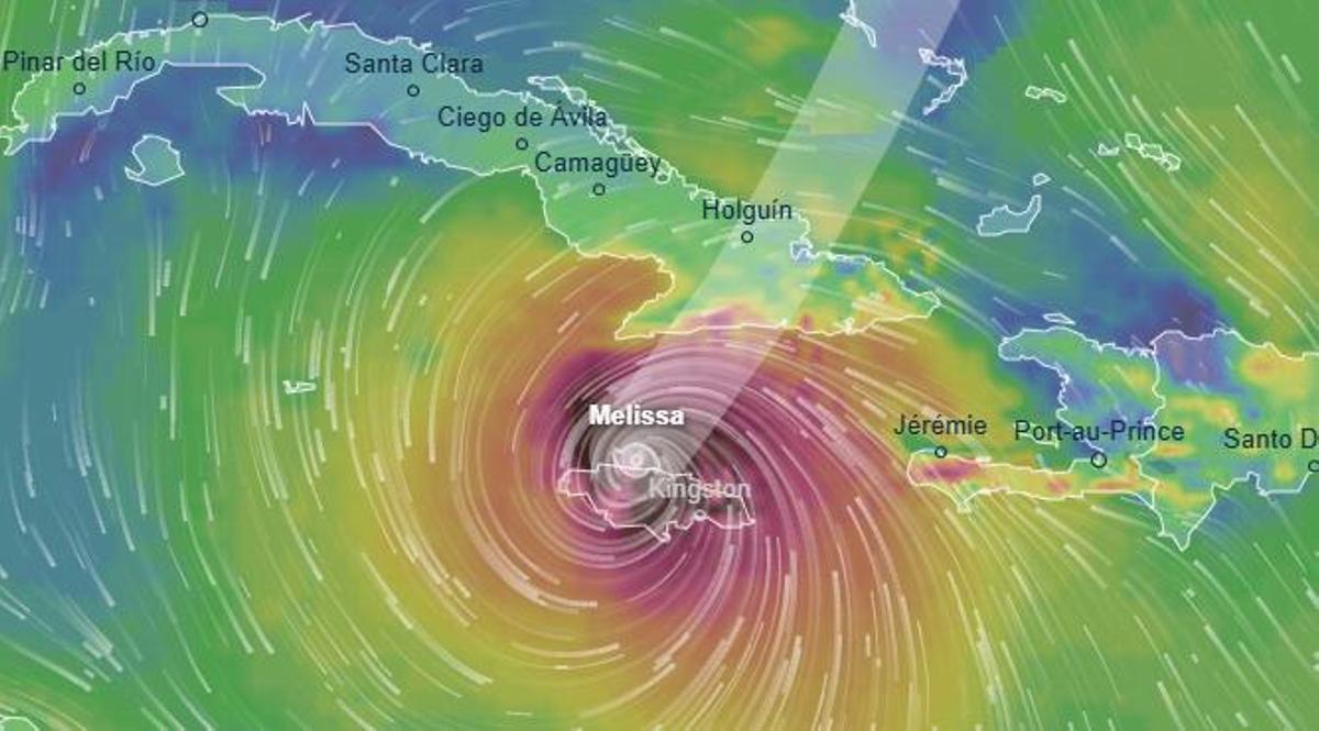 El huracán 'Melissa', a las 21.25 horas (España).
