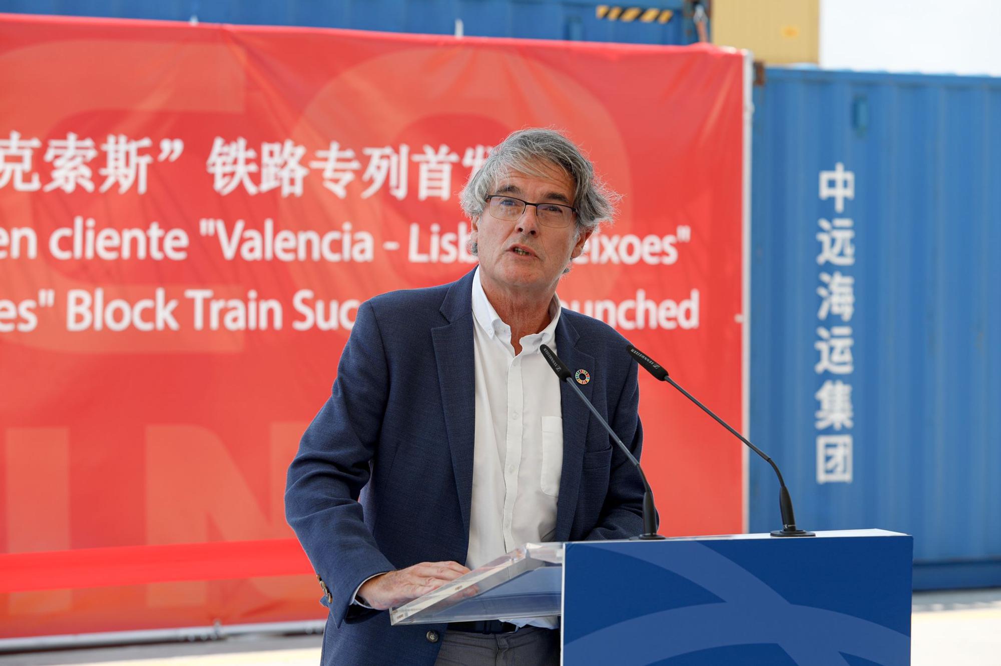 Inauguración del tren del Puerto de València a Lisboa