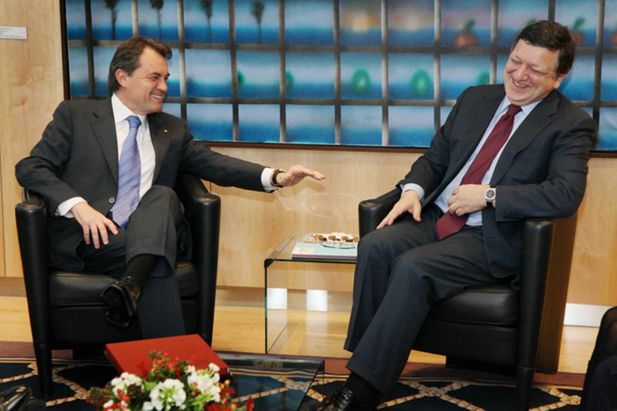 El president de la Generalitat, Artur Mas, i el de la Comissió Europea, José Manuel Durao Barroso, durant una reunió a Brussel·les el març del 2011.