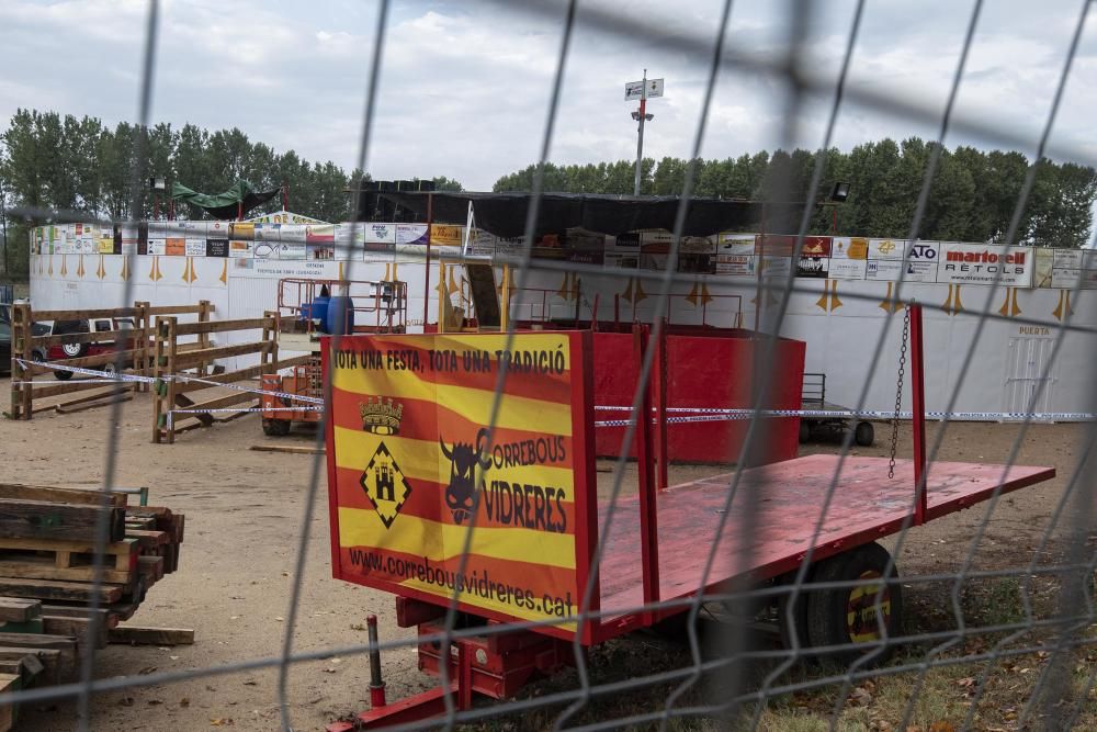 Inspecció ocular del Mossos d'Esquadra al recinte on es va fer el Correbous de Vidreres