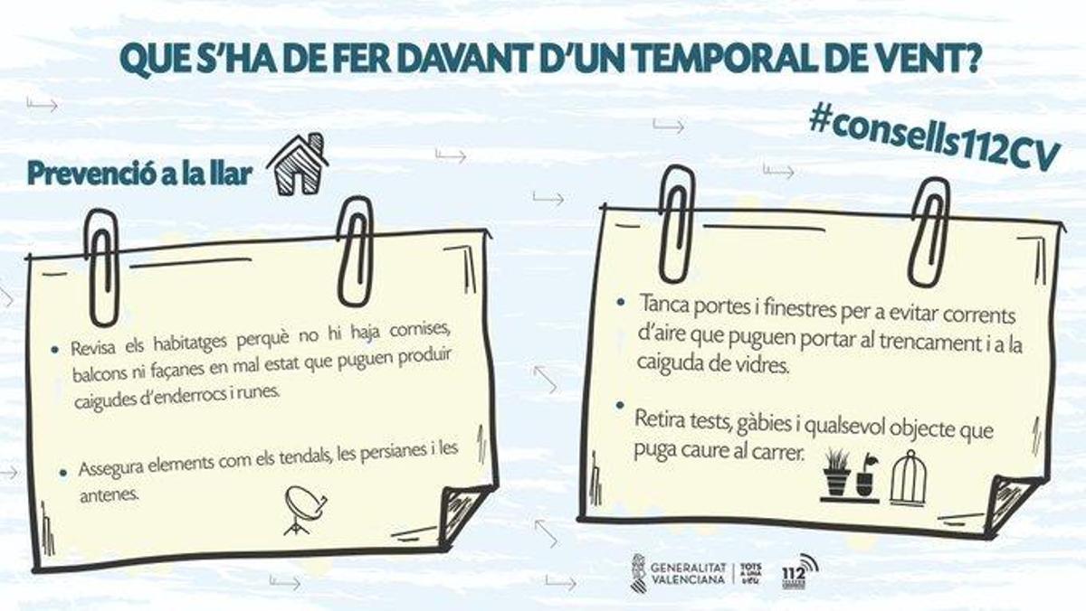 ¿Qué hacer ante un temporal de viento como el de este viernes en Castellón con rachas de 100 km/h?