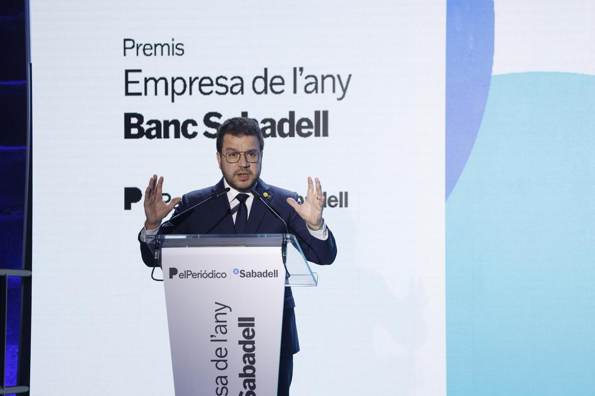 El presidente de la Generalitat de Catalunya, Pere Aragonès, en los premios Empresa de lany