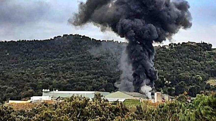 Un foc destrossa una nau d&#039;una empresa d&#039;Agullana