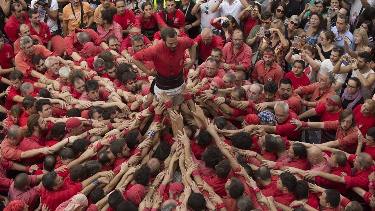 Los Castellers de Barcelona, en acción.