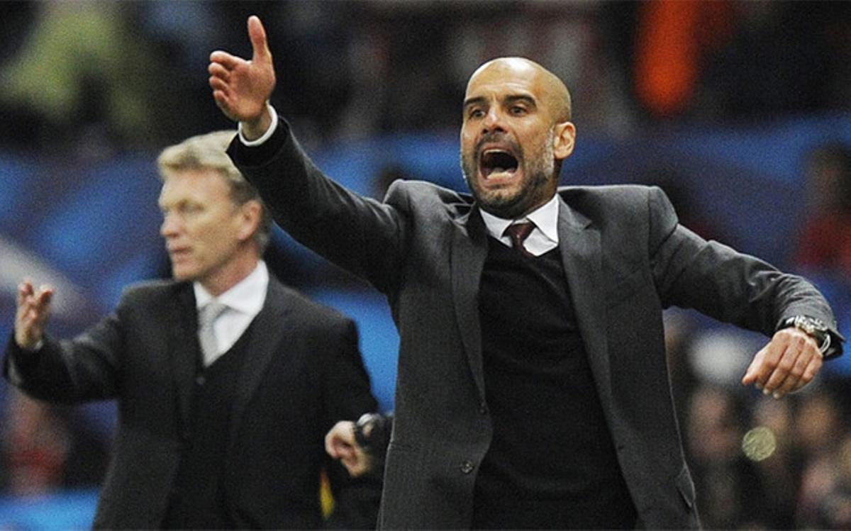 Pep Guardiola da órdenes a sus jugadores en el Manchester ¿ Bayern de la pasada temporada