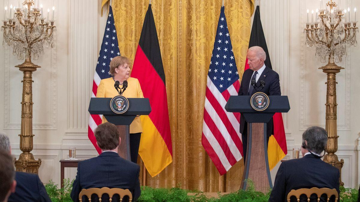 La canciller alemana, Angela Merkel, y el presidente de EEUU, Joe Biden.