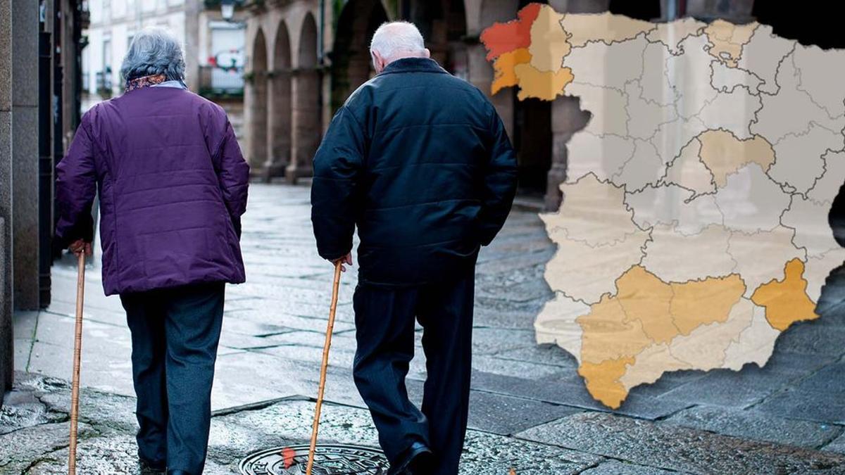 Imagen de fondo: una pareja de personas mayores en Ourense.