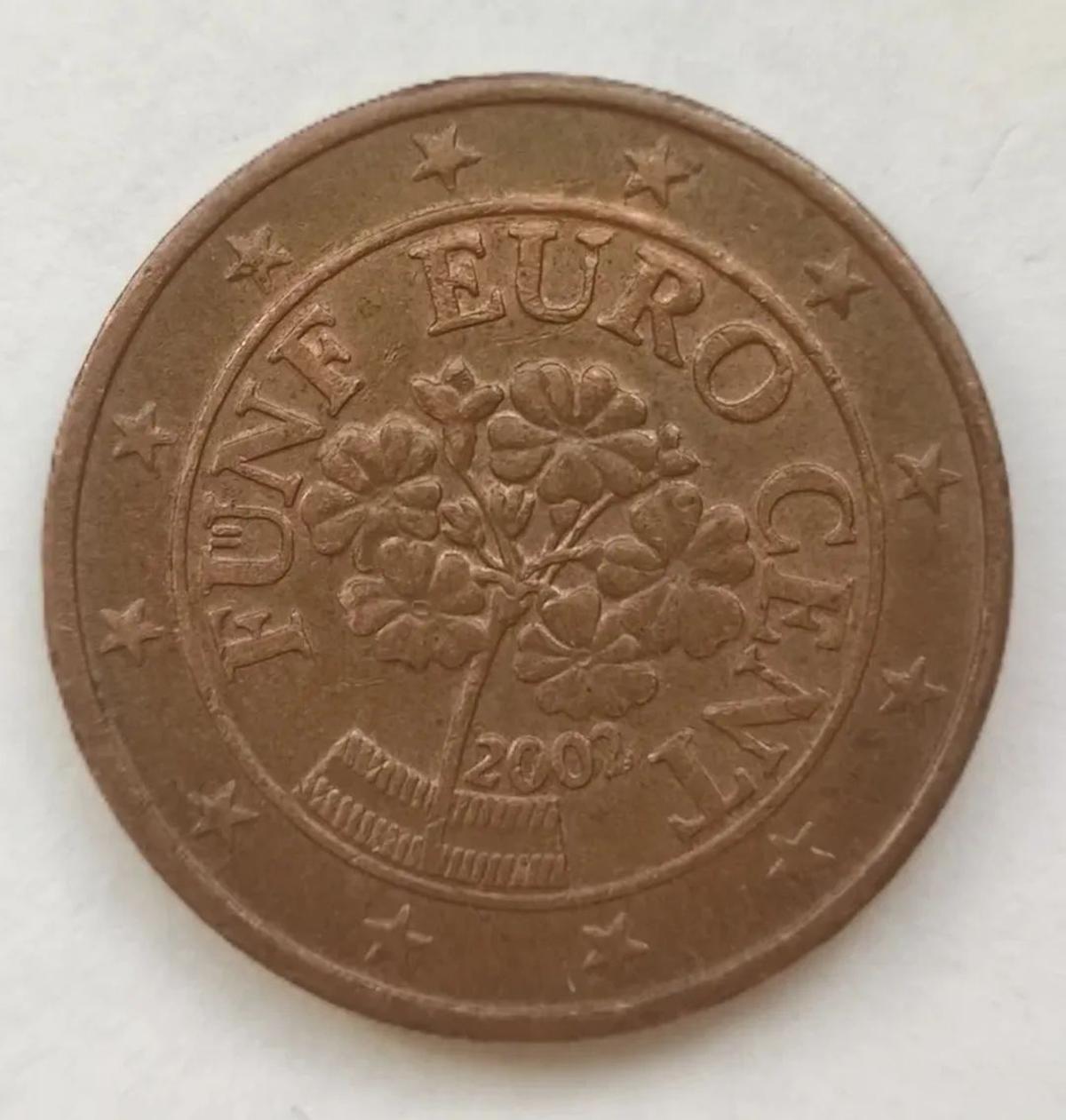 Moneda de 5 céntimos de Austria (2002)