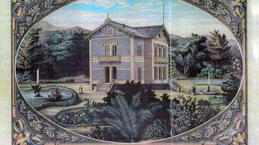 Grabado comercial de Federico Gross con el Cortijo de Santa Tecla a finales de siglo XIX. Archivo Antonio Gross