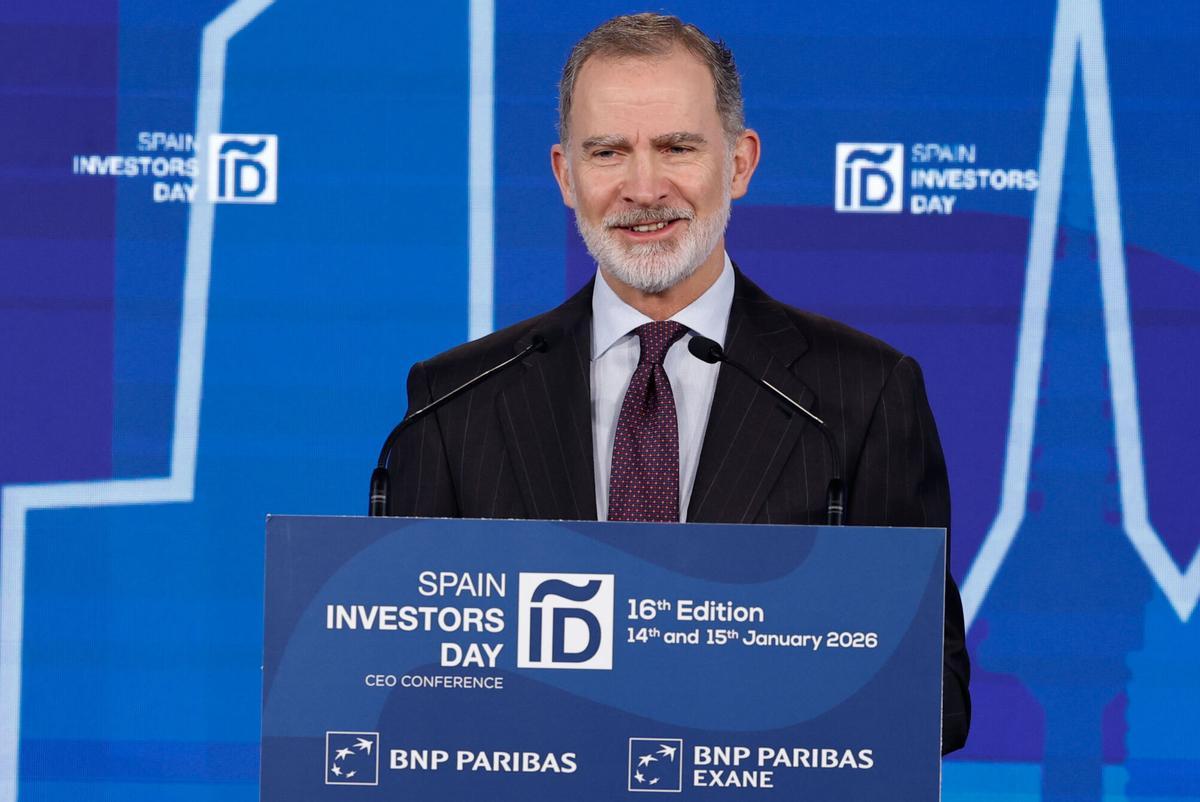 Felipe VI, este miércoles, en el acto económico organizado por varias empresas en Madrid.