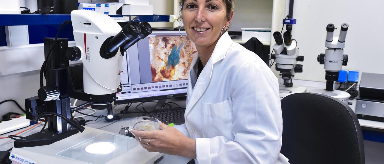 Alicia Herrera en la Facultad de Ciencias del Mar de la ULPGC.