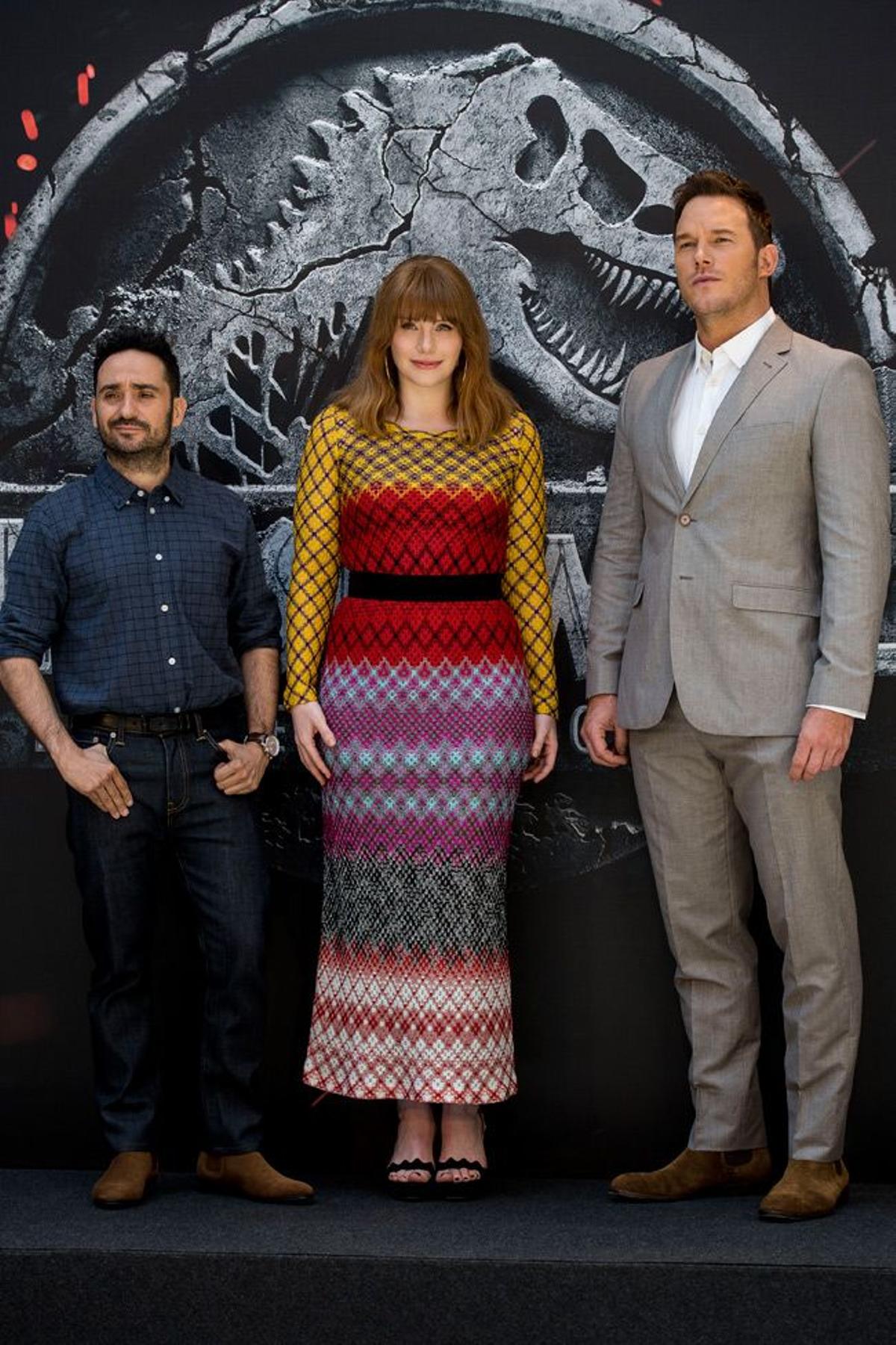 Bryce Dallas, Juan Antonio Bayona y Chris Pratt