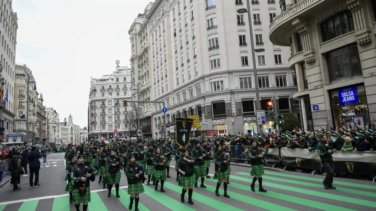 Gaiteros en el desfile de San Patricio de Madrid
