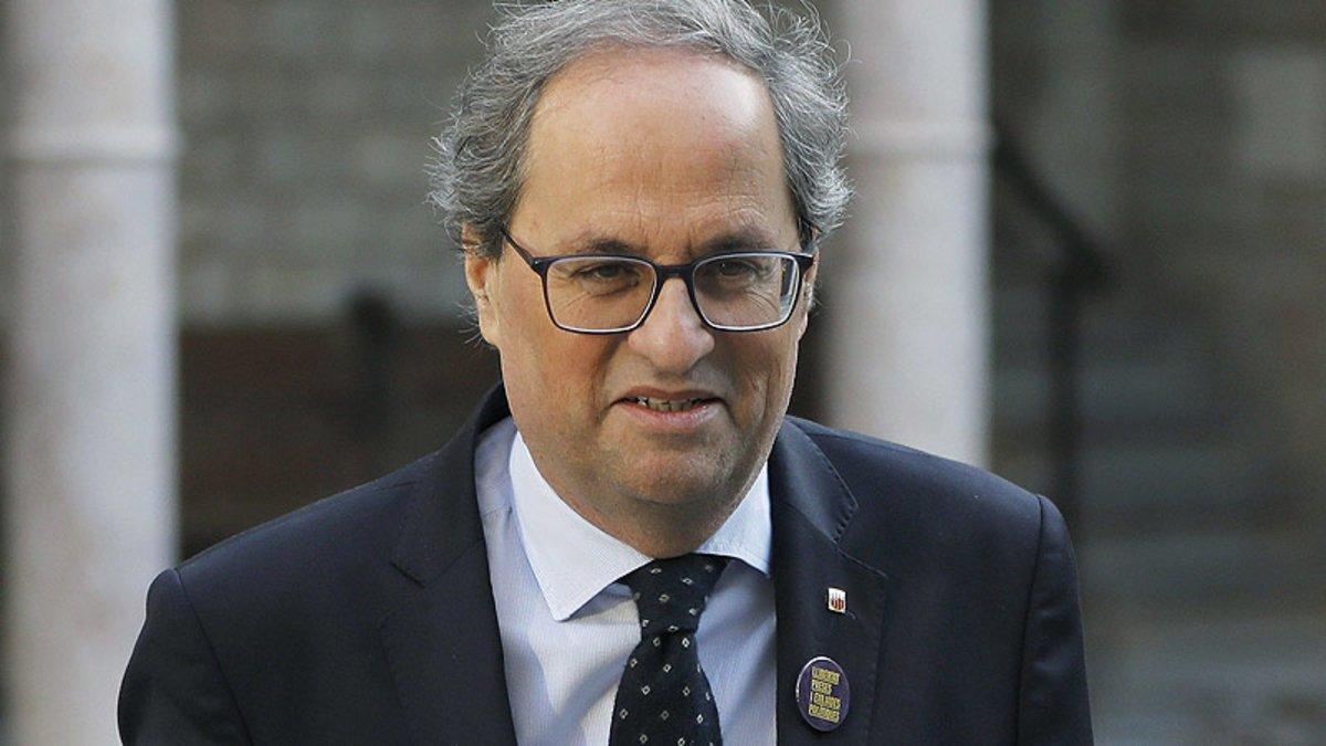 Quim Torra, a su llegada a la reunión del Govern.