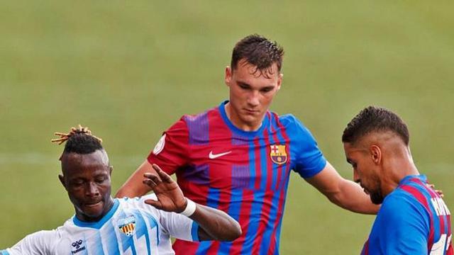 Moussa, durant el partit d’ahir entre el Barça B i el Costa Brava al Johan Cruyff