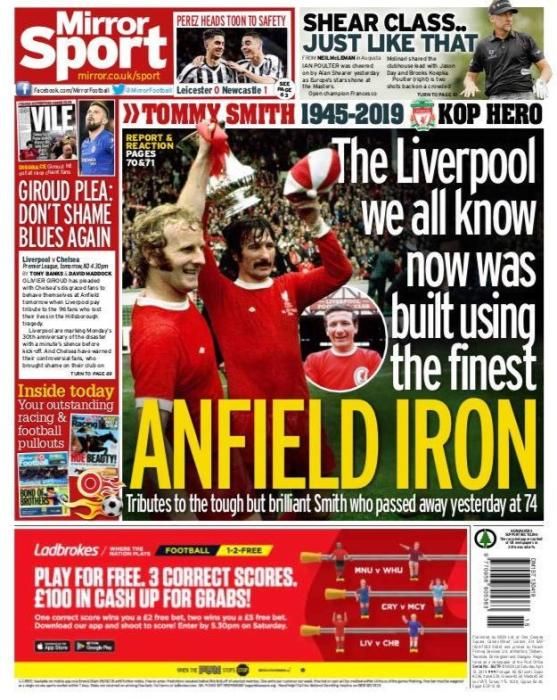 Portada MIRROR SPORT sábado 13 de abril de 2019.