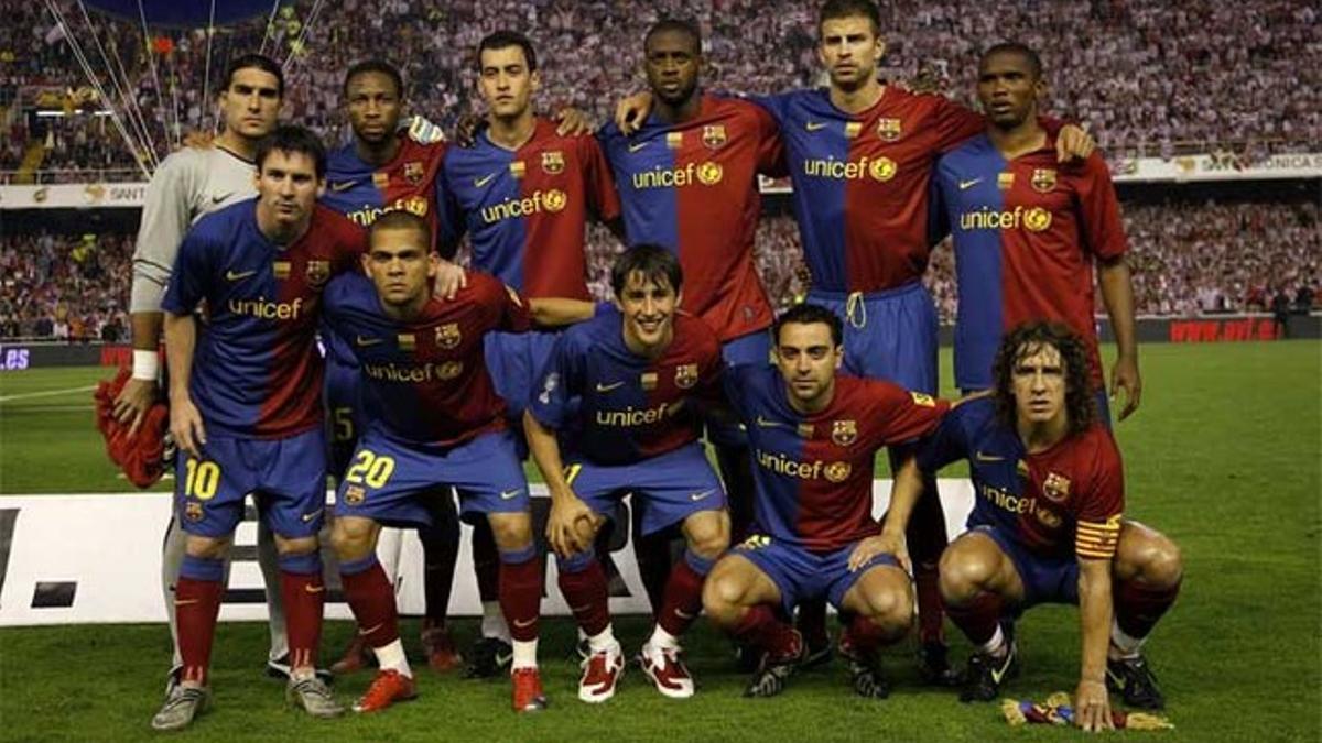 Alves, Piqué, Busquets y Messi ya fueron titulares en la final de 2009, en Mestalla